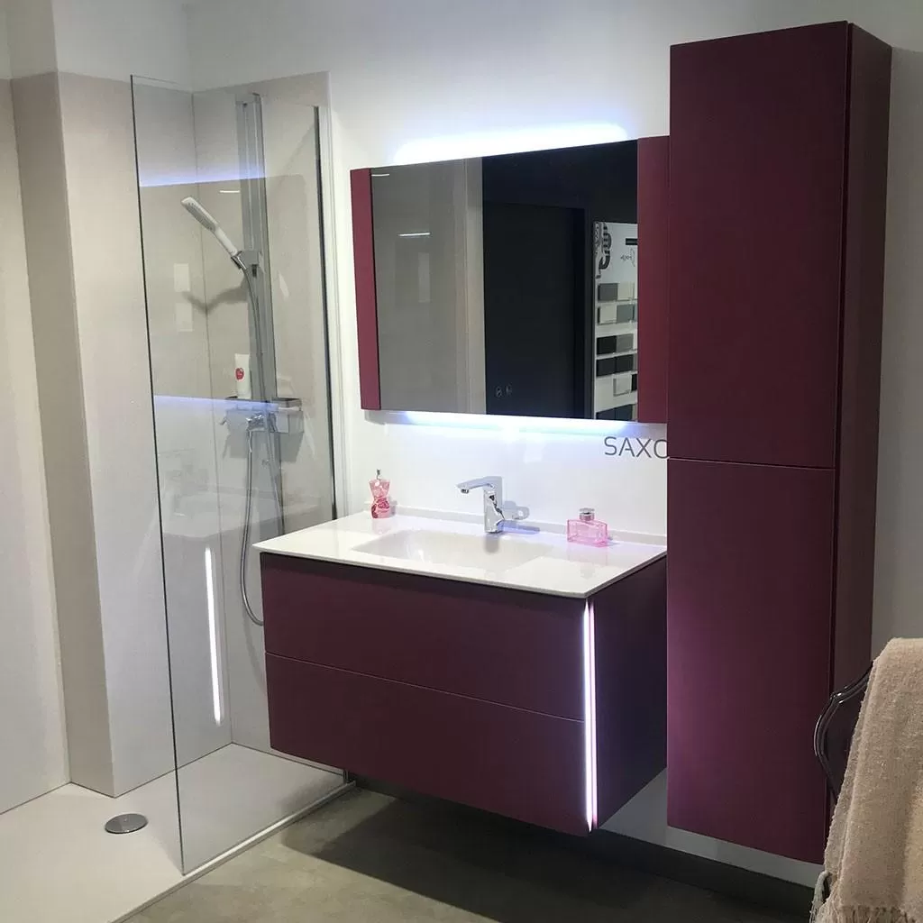  Saxo - Colonne 2 portes sans poignée sans LED - SAXOA3336SLG