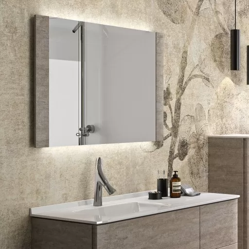  Saxo - Miroir avec habillage latéral et éclairage LED - SAXOMI100