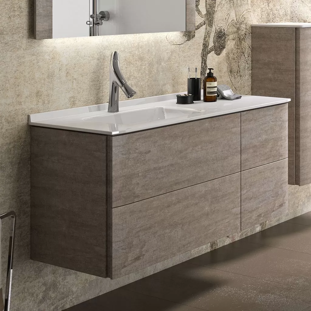  Saxo - Meuble vasque à gauche 4 tiroirs sans LED - SAXO120SLG