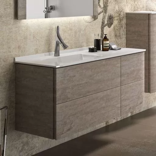  Saxo - Meuble vasque à gauche 4 tiroirs sans LED - SAXO120SLG